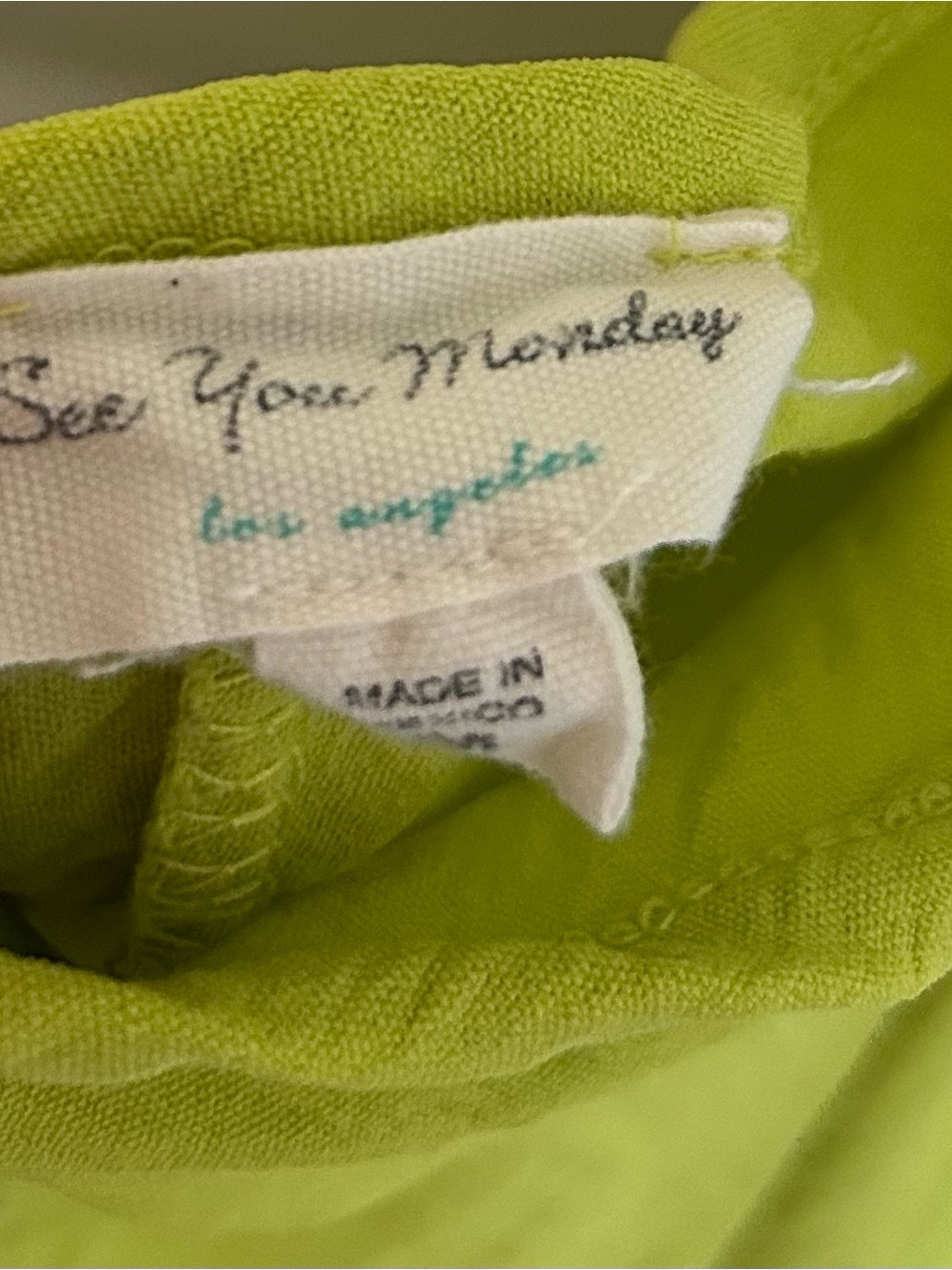 Chartreuse Cowl Neck Women's Mini Dress - Picture 6 of 7